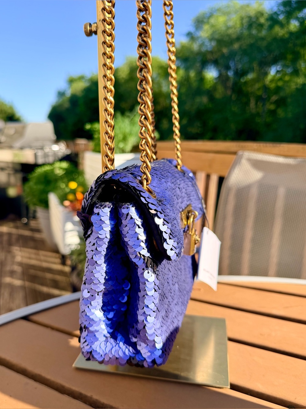 Kurt Geiger London Sequin Mini Brixton Crossbody in Periwinkle/Purple w Dustbag - Picture 4 of 11